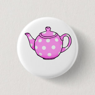 Pink Betty Teapot Square Sticker Button
