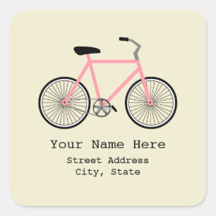 Pink Bicycle Address Aufkleber