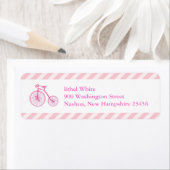 Pink Bicycle Baby Dusche Rücksendeadressen-Aufkleb (Insitu)