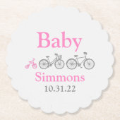 Pink Bicycle Baby Dusche Untersetzer (Vorderseite)