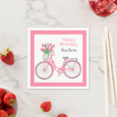 Pink Bicycle Basket Tulip Blume jedes Alter Geburt Serviette (Beispiel)