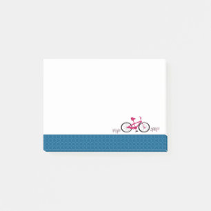 Pink Bicycle Blue Gemustert Border Post-it Klebezettel
