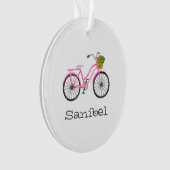 Pink Bicycle Blume Basket LOCATION Jahr Sommer Ornament (Vorderseite)