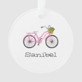 Pink Bicycle Blume Basket LOCATION Jahr Sommer Ornament (Vorderseite)