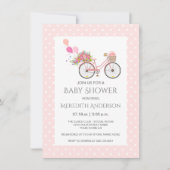 Pink Bicycle Blume Polka Dots Babydusche Einladung (Vorderseite)