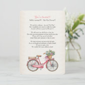 Pink Bicycle Einladung individuell (Stehend Vorderseite)
