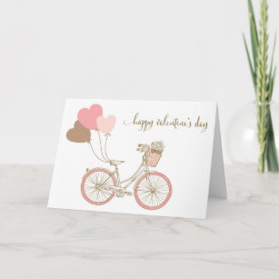 PINK BICYCLES AND BALLOONS VALENTINE'S DAY CARD FEIERTAGSKARTE
