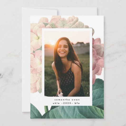 Pink Big Blume Foto University Grad Ankündigung (Vorderseite)