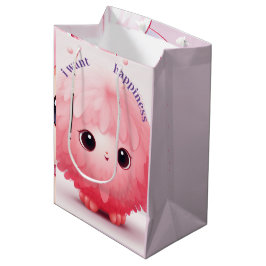 Pink Big mit Augen Furball Cartoon Charakter Mediu Mittlere Geschenktüte