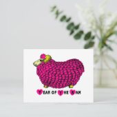 Pink Big Ram Chinesisch Neujahr Zodiac Postkarte (Stehend Vorderseite)