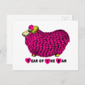 Pink Big Ram Chinesisch Neujahr Zodiac Postkarte (Vorne/Hinten)