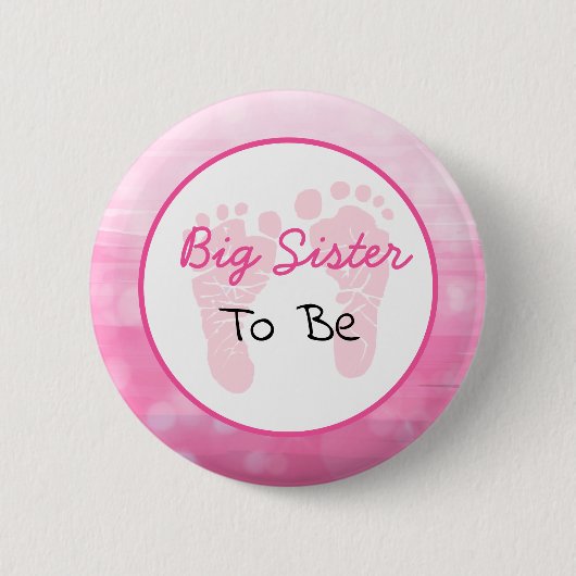 Pink Big Sister als Baby Dusche Button (Vorderseite)