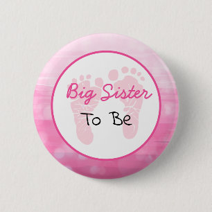 Pink Big Sister als Baby Dusche Button