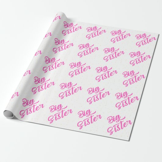 Pink Big Sister Typografie mit Glitzer Geschenkpapier (Ungerollt)
