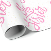 Pink Big Sister Typografie mit Glitzer Geschenkpapier (Rolleneckpunkt)