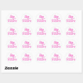 Pink Big Sister Typografie Runder Aufkleber (Blatt)