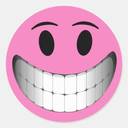 Pink Big Smile Face Runder Aufkleber (Vorderseite)