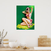 Pink Bikini Button hoch Poster (Küche)