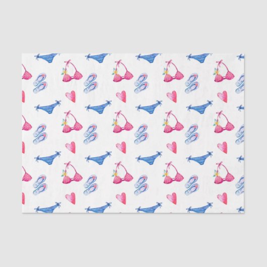 Pink Bikini & Flip Flops (Design 72 Pink Series) Seidenpapier (Vorderseite)