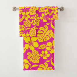 PINK BIKINI (HOT PINK/YELLOW) BAD TOWEL SET