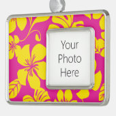 PINK BIKINI (HOT PINK/YELLOW) Rahmen-Ornament SILBER (Links)