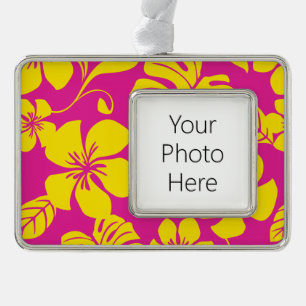 PINK BIKINI (HOT PINK/YELLOW) Rahmen-Ornament SILBER