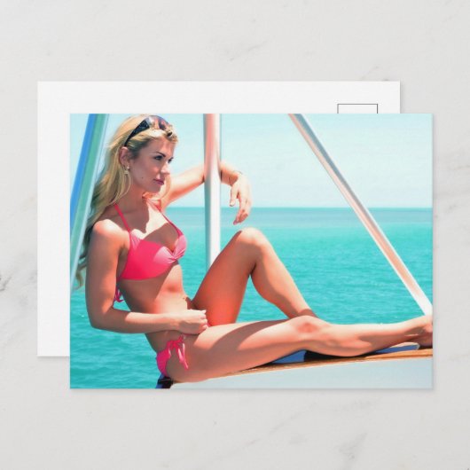 Pink Bikini Postkarte (Vorne/Hinten)