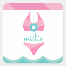 Pink Bikini Swimsuit Personalisiert Aufkleber