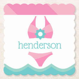 Pink Bikini Swimsuit Personalisiert Paper Unterset Untersetzer