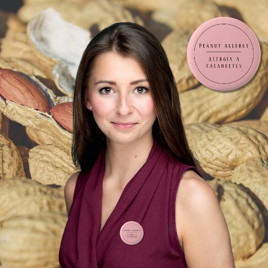 Pink Bilingual Peanut Allergin Button
