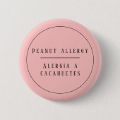 Pink Bilingual Peanut Allergin Button (Vorderseite)