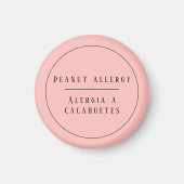 Pink Bilingual Peanut Allergin Magnet (Vorne)