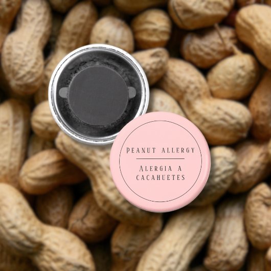 Pink Bilingual Peanut Allergin Magnet