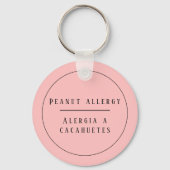 Pink Bilingual Peanut Allergin Schlüsselanhänger (Vorderseite)
