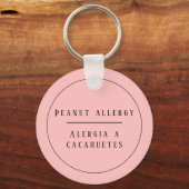 Pink Bilingual Peanut Allergin Schlüsselanhänger (Vorderseite)