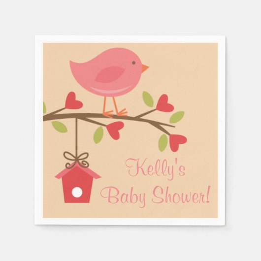 Pink Bird Baby Showroom Napkins Serviette (Vorderseite)