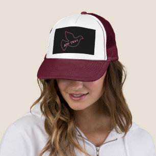 Pink Bird fliegen mit Add own Text Cap Lovely Peac Truckerkappe