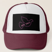 Pink Bird fliegen mit Add own Text Cap Lovely Peac Truckerkappe (Vorderseite)