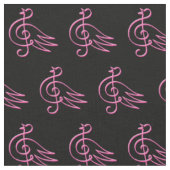 Pink Bird Music Pattern Stoff (Nahaufnahme)
