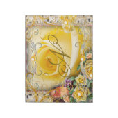 Pink Bird Yellow Rose Botanical Gold Pearl Journal Notizblock (Rotiert)