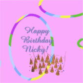 Pink Birthday Aufkleber (Vorderseite)