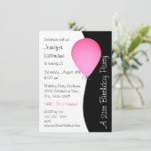 Pink Birthday Balloon Einladung (Stehend Vorderseite)