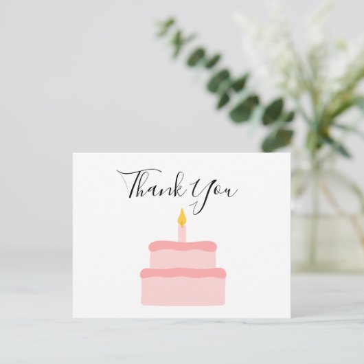 Pink Birthday Cake Danke Postcard Postkarte (Stehend Vorderseite)