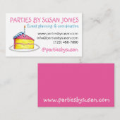 Pink Birthday Cake Slice Party Event Plane Visitenkarte (Vorne/Hinten)