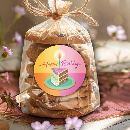 Pink Birthday Cake Sticker