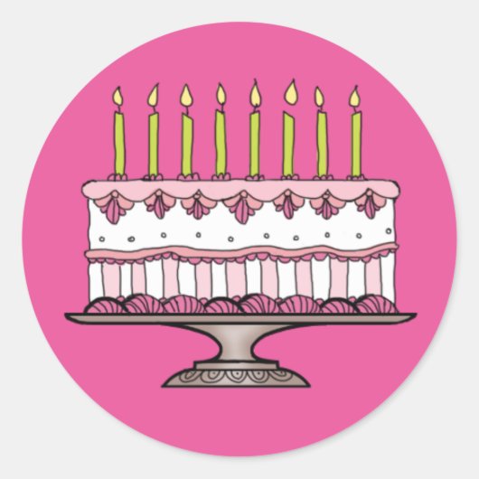 Pink Birthday Cake Sticker (Vorderseite)
