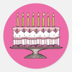 Pink Birthday Cake Sticker