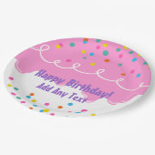 Pink Birthday Cake Zuckerguss Pappteller (Schrägansicht)