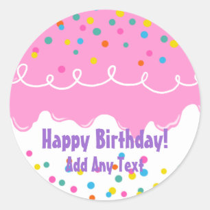 Pink Birthday Cake Zuckerguss Runder Aufkleber