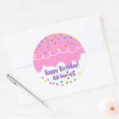 Pink Birthday Cake Zuckerguss Runder Aufkleber (Umschlag)